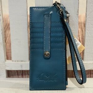 Patricia Nash Blue Leather Wristlet Wallet